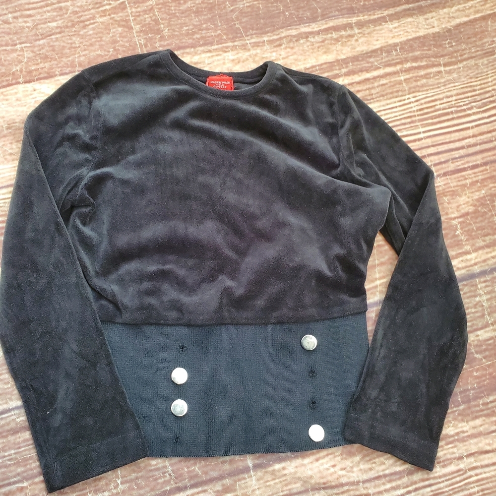 Lulu Kids black velour long sleeve lounge/pj top sz 6/6x